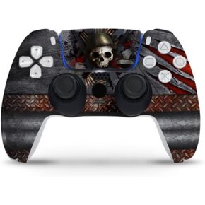 ZOOMHITSKINS Compatible with PS5 Controller Skin, Vinyl for Durable & Fit, Skull Metal Grey Rock Horror Silver, Easy to Use, Bubble-Free, Precisely Cut