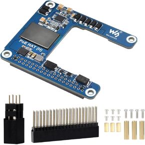 Poe Hat (H) لـ Raspberry Pi 5 / cm 5 | 5V 5A السلطة على Ethernet | IEEE 802.3AF/في متوافق | SMPs المعزولة | متوافق مع القضية الرسمية والمبرد