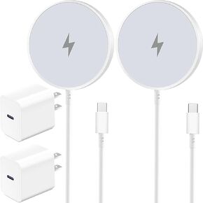 Wireless Charger 15w for iPhone 16/15/14/13/12/AirPods, Type-c Block 20w Compatible with Apple MagSafe Charger Magnetic Fast Charging Pad 10ft for Samsung s25 Ultra, 2Pack