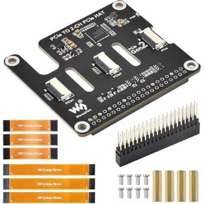 Waveshare 2-Ch PCIe FFC Adapter Board, Compatible with Raspberry Pi 5,Expands The PCIe Interface of The Pi 5 to 2-Ch PCIe FFC Connectors, Supports Stacking Multiple PCIe Hats