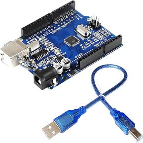 لوحة تطوير R3 MEGA328P - متوافقة مع Arduino Uno R3 ، FT232 USB Chip ، Michontroller - يشمل كابل USB للبرمجة والطاقة