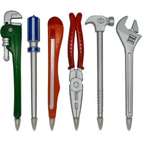 Maydahui 6 PCS Tool Ballpoint Pens Black Ink Hardware Shape Pen Pipe Wrench Pincer Pliers Art Knife Spanner Hammer Screwdriver Design for Boys Worker Craftsman