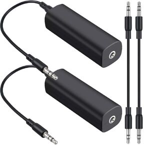 2 Pack Ground Loop Noise Isolator, Eliminate Annoying Buzzing Noise, 3.5mm AUX Noise Filter for Car Audio Systems, Home Stereos, Guitar Amplifiers, with 3.5mm Audio Cable