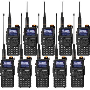 BAOFENG K5plus Radio 10 Pack, 10W Tri Band Ham Radio Handheld Long Range Rechargeable Walkie Talkie for Adult, NOAA Weather Receiver Outdoor (with USB-C Charger, Headset)