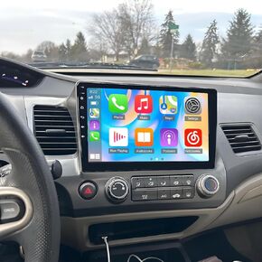 Phezen 10inch Car Stereo Radio متوافق مع Honda Civic 2006 2007 2008 2008 2010 2011 ، Android 14 Radio Touchscreen Car مع Carplay Android Auto GPS Navigation WiFi AHD Camera Mic 2+32g