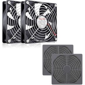 Wathai 120mm × 25mm 12v كمبيوتر Case Case مروحة 12 فولت 2Pin مع مرشح المروحة 120 مم 2 حزمة