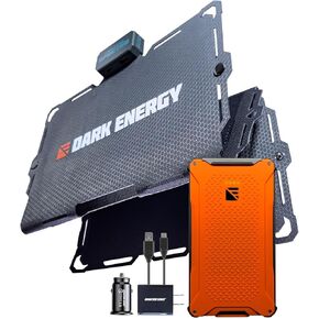 Dark Energy Poseidon Pro Indestructible Portable Charger with Spectre 18W Solar Panel | USB-A and USB-C, Ultra-Durable Armorflex, Ultra-Lite Flexible Panels | Signature Series Path, Hi-Vis Orange