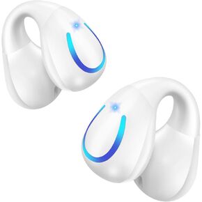 Open Ear Bone Conduction Headphones Bluetooth 5.3 Wireless Clip On Earbuds with Digital Display Charging Case 60 Hours Playtime Sport Earphones Built-in Mic IPX7 Waterproof for Running Fitness Black