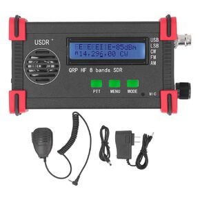 8 Band SDR QRP SSB CW Transceiver with Handheld Microphone, Full Mode Support, Aluminum Shell for Communication (US Plug)