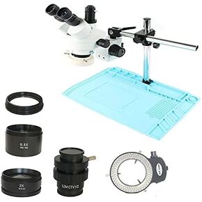 34MP Digital Video HDMI USB Microscope Camera 3.5X-90X simul-Focal Trinocular Stereo Microscope Soldering PCB Phone Repair Kit (Color : 3.5X 90X CTV0.5 34MP) (3.5X 90x Ctv0.5 Wh)