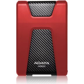 ADATA HD650 1TB Anti-Shock External Hard Drive, Red (AHD650-1TU3-CRD)