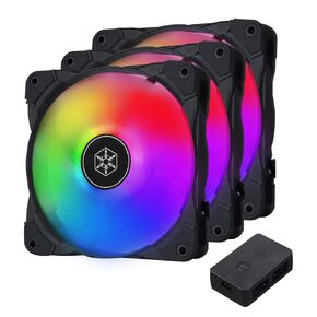 Silverstone SST-AB120-ARGB-AIR السترة 120 مم مروحة تبريد الحاسوب ، تحمل ناعم ، شفرة صافية مع إطار أسود ، RGB القابل للعنونة ، وحدة تحكم ARGB الأساسية