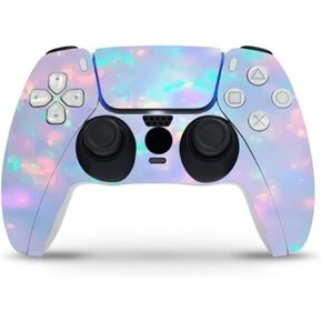 ZOOMHITSKINS Compatible with PS5 Controller Skin, Vinyl for Durable & Fit, Gemstone Pattern Unicorn Spark Silver, Easy to Use, Bubble-Free, Precisely Cut