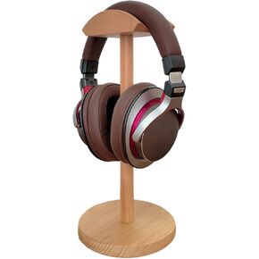 Headphone Holder Wooden Headphone Holder Walnut Headset Hanger Stand Gaming Holder Desktop Earphone Anti-Slip Stand with Solid Wooden Base Headset Stand (Color : Beech)