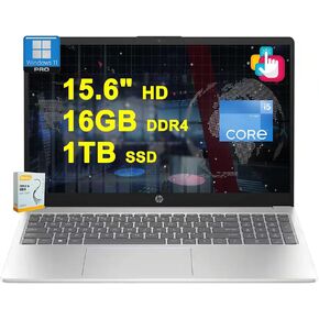 HP 15 Business Laptop | 15.6" HD BrightView Touchscreen | Intel Intel 10-core i5-1235U (>i7-1195G7) | 16GB DDR4 1TB SSD | USB-C Long-Lasting Battery Fast Charging Win11Pro w/DLCA Accessory