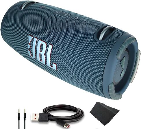JBL Xtreme 3 مكبر صوت بلوتوث المحمول ، IP67 مقاوم للماء ، 15 ساعة وقت (أزرق) (JBLXTREME3BLAM) + كابل AUX + كابل USB-C + كابل ميكروفيات in Kuwait