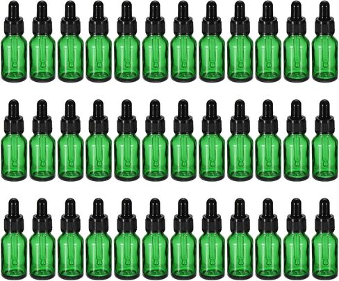 PATIKIL 10ml Glass Dropper Bottle, 36Pcs Leakproof Essential Oils Sample Liquid Perfume Container with Eye Dropper for Storage Travel, Green in Saudi Arabia