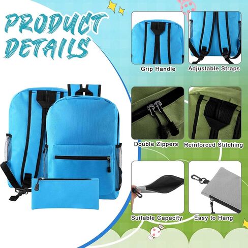 Silkfly 12 Pcs School Backpacks for Kids with 12 Zipper Pencil Pouch Lightweight Bookbags Bulk Classic Pencil Case School Supplies in Saudi Arabia
