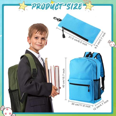 Silkfly 12 Pcs School Backpacks for Kids with 12 Zipper Pencil Pouch Lightweight Bookbags Bulk Classic Pencil Case School Supplies in Saudi Arabia