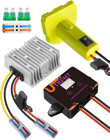 خطوة من 18 فولت إلى 12 فولت لأسفل محول الجهد متوافق مع بطارية Ryobi 18V ، منظم الجهد DC 15A MAX 120W محول بطارية عجلة الطاقة ، انطلق إلى أسفل المحول مع حماية منخفضة الجهد in Kuwait