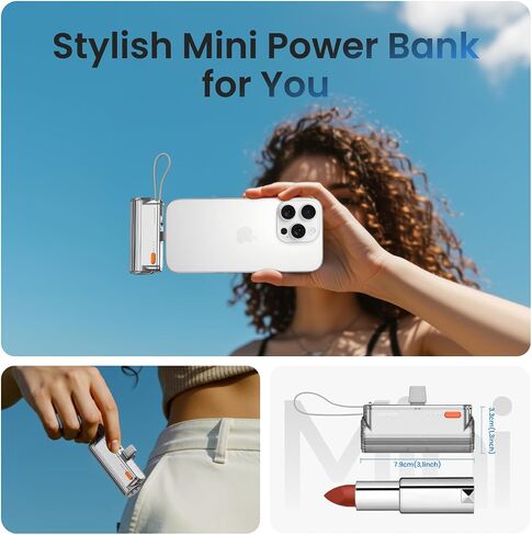 Flow Mini 2 شاحن محمول مع كابل مدمج 22.5W Max Power Bank للسفر ، وحزمة بطارية الشحن السريع مع موصل iOS و USB-C لجهاز iPhone 16/15/14 ، Galaxy ، Google ، والمزيد in Saudi Arabia