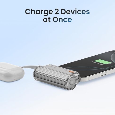 Flow Mini 2 شاحن محمول مع كابل مدمج 22.5W Max Power Bank للسفر ، وحزمة بطارية الشحن السريع مع موصل iOS و USB-C لجهاز iPhone 16/15/14 ، Galaxy ، Google ، والمزيد in Saudi Arabia