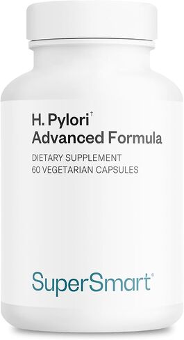 Supersmart - H. Pylori Fight Advanced Formula (Mastic Gum, Probiotics & Prebiotic) - Complete Action | Non-GMO & Gluten Free - 60 Vegetarian Capsules in Saudi Arabia
