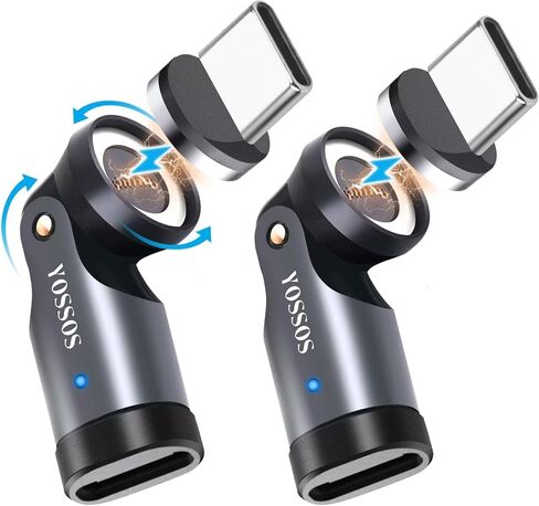 USB C Magnetic Adapter 240W[4 Pack] 90 Degree Type C Magnetic Charging Cable Right Angle 180 & 360 Degree Rotating Connector Tips for Phone Pad Samsung LG Google in Saudi Arabia
