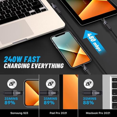 محول USB C المغناطيسي 240W [2 حزمة] ، يمكن أن يكون النوع C سلكًا في 90 درجة كابل شحن USB C ، الزاوية اليمنى USB C 180 و 360 درجة نصيحة للهاتف 1PAD Samsung LG Google in Saudi Arabia