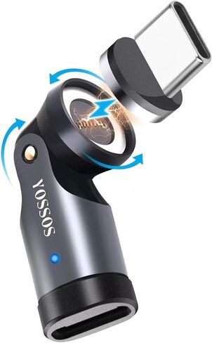 محول USB C المغناطيسي 240W [2 حزمة] ، يمكن أن يكون النوع C سلكًا في 90 درجة كابل شحن USB C ، الزاوية اليمنى USB C 180 و 360 درجة نصيحة للهاتف 1PAD Samsung LG Google in Saudi Arabia