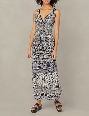 Angie Women's Blue Printed Maxi Dress in Kuwait