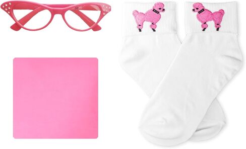 Hip Hop 50's Shop Child 4 Piece Poodle Skirt Costume Set (Light Pink Polka Dot, Small Child) in Saudi Arabia