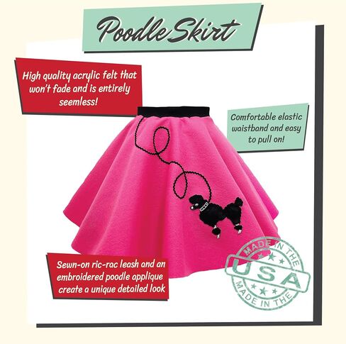 Hip Hop 50's Shop Child 4 Piece Poodle Skirt Costume Set (Light Pink Polka Dot, Small Child) in Saudi Arabia