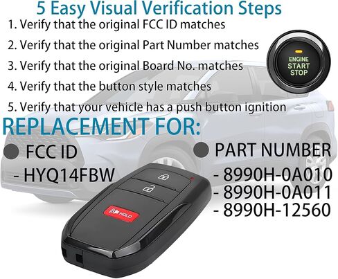 Smart Key for Toyota Corolla Cross 2022-2025, Alliskeys Vehicle Proximity Remote Control Key Fob Replacement for Corolla Cross HYQ14FBW 8990H-0A010 231451-2561 in Kuwait