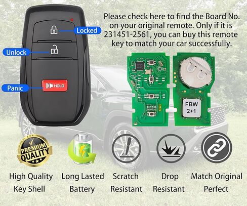 Smart Key for Toyota Corolla Cross 2022-2025, Alliskeys Vehicle Proximity Remote Control Key Fob Replacement for Corolla Cross HYQ14FBW 8990H-0A010 231451-2561 in Kuwait