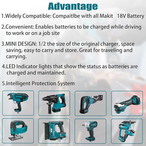 Mini 2A Charger for Milwaukee 18V M18 Battery Convenient Charger for XC Lithium-ion Battery 48-11-1850 48-11-1852 48-11-1862 48-11-1880 48-11-1812 48-11-1820, with LED Indicator (Charger only) in Saudi Arabia