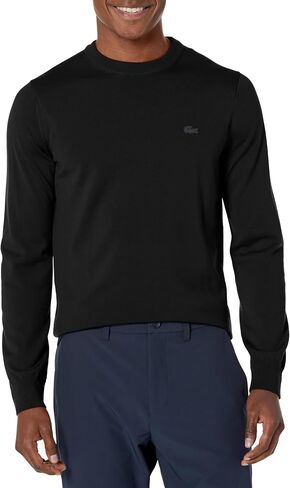 Lacoste Men's Crew Neck Merino Wool Sweater, Bordeaux, Medium in Saudi Arabia