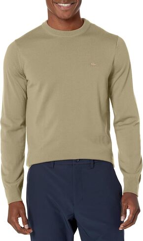 Lacoste Men's Crew Neck Merino Wool Sweater, Bordeaux, Medium in Saudi Arabia