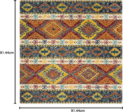 سجادة SAFAVIEH Aspen Collection Runner - 2'3" x 13'، أزرق داكن وعاجي، صوف قبلي بوهو مصنوع يدويًا، مثالي للمناطق ذات حركة المرور العالية في غرفة المعيشة وغرفة النوم (APN502A) in Saudi Arabia