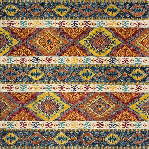 سجادة SAFAVIEH Aspen Collection Runner - 2'3" x 13'، أزرق داكن وعاجي، صوف قبلي بوهو مصنوع يدويًا، مثالي للمناطق ذات حركة المرور العالية في غرفة المعيشة وغرفة النوم (APN502A) in Saudi Arabia