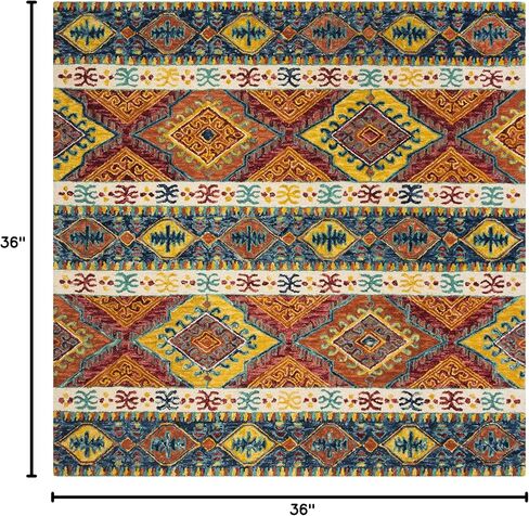 سجادة SAFAVIEH Aspen Collection Runner - 2'3" x 13'، أزرق داكن وعاجي، صوف قبلي بوهو مصنوع يدويًا، مثالي للمناطق ذات حركة المرور العالية في غرفة المعيشة وغرفة النوم (APN502A) in Saudi Arabia