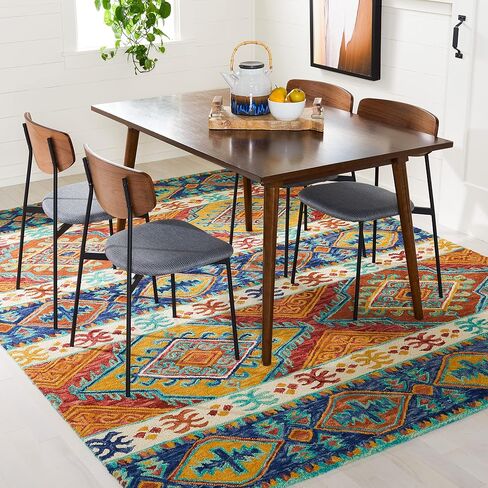 سجادة SAFAVIEH Aspen Collection Runner - 2'3" x 13'، أزرق داكن وعاجي، صوف قبلي بوهو مصنوع يدويًا، مثالي للمناطق ذات حركة المرور العالية في غرفة المعيشة وغرفة النوم (APN502A) in Saudi Arabia