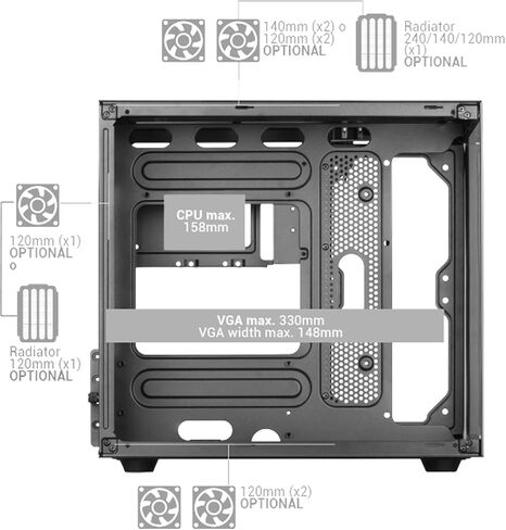 MC-View Pink, Micro-ATX Mini Gaming Tower Case, Frameless 90° Tempered Glass, Modular Dual-Chamber Frame, Full Liquid Cooling Support in Kuwait