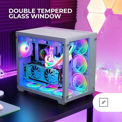 MC-View Pink, Micro-ATX Mini Gaming Tower Case, Frameless 90° Tempered Glass, Modular Dual-Chamber Frame, Full Liquid Cooling Support in Kuwait