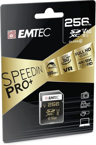 EMTEC - UHS -II U3 ​​V60 Speedin PRO+ ECMSD128GUHS2V60 SDXC بطاقة - بطاقة ذاكرة - صور ، FULL HD ، 3D ، 4K ، 8K UHD Videos in Kuwait