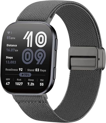 22mm Magnetic Stretchy Nylon Compatible with Amazfit Bip 6/Amazfit Bip 5 Watch Band, Elastic Soft Sport Strap Wristband Replacement for Amazfit GTR 4/3 Pro/3/2/2e/47mm Men Women in Kuwait
