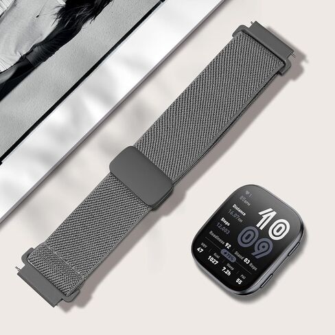 22mm Magnetic Stretchy Nylon Compatible with Amazfit Bip 6/Amazfit Bip 5 Watch Band, Elastic Soft Sport Strap Wristband Replacement for Amazfit GTR 4/3 Pro/3/2/2e/47mm Men Women in Kuwait