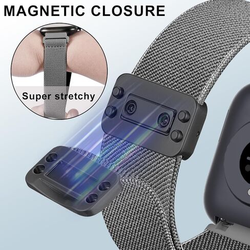 22mm Magnetic Stretchy Nylon Compatible with Amazfit Bip 6/Amazfit Bip 5 Watch Band, Elastic Soft Sport Strap Wristband Replacement for Amazfit GTR 4/3 Pro/3/2/2e/47mm Men Women in Kuwait