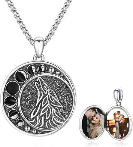 PARYFO Wolf Necklace for Men S925 Sterling Silver Viking Wolf Moon Phase Pendant Animal Nature Jewelry Birthday Gifts for Wolf Lover Women Boys Teen Son in Saudi Arabia