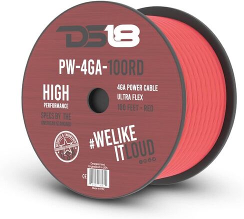 DS18 PW4GA100BL 4 Gauge Wire Ultra Flex CCA كابل السلك الأرضي للطاقة 100 قدم الأزرق - يستخدم لأسلاك مضخمات السيارة عالية الطاقة ، استريو مكبر الصوت المنزلي ، الأسلاك السيارات RV ، كابل بطارية اللحام in Saudi Arabia